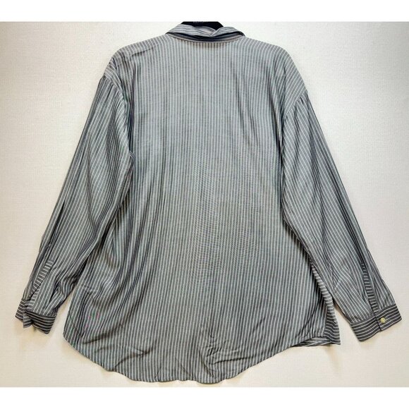 J. Jill Women's Rayon Button Down Shirt Stripe Size L White Gray Long Sleeve - Picture 2 of 13